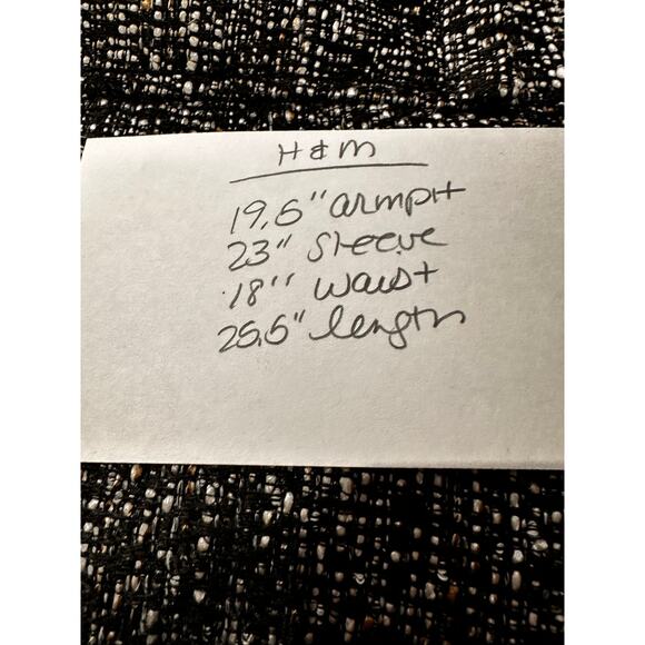 H&M Tweed Blazer Womens Pea Coat 10 Black White Tan Two Button Double Breasted - Picture 7 of 7